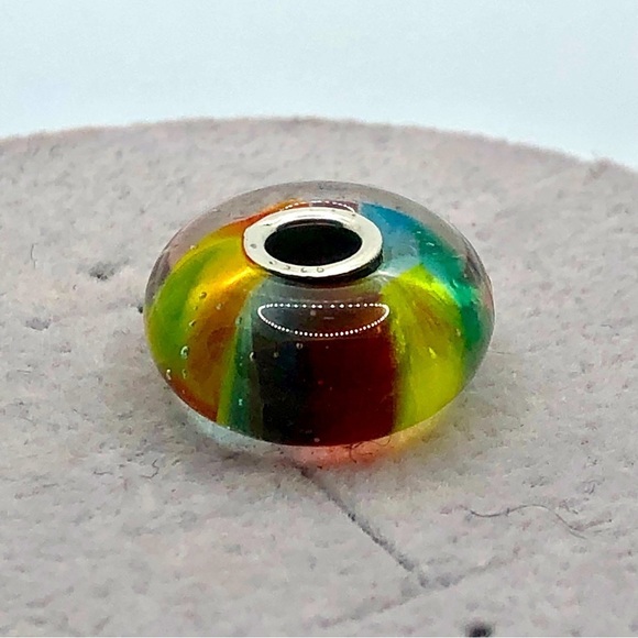 TROLLBEADS Sterling Silver Rainbow Murano Glass Charm Retired 925 LAA - Picture 1 of 3